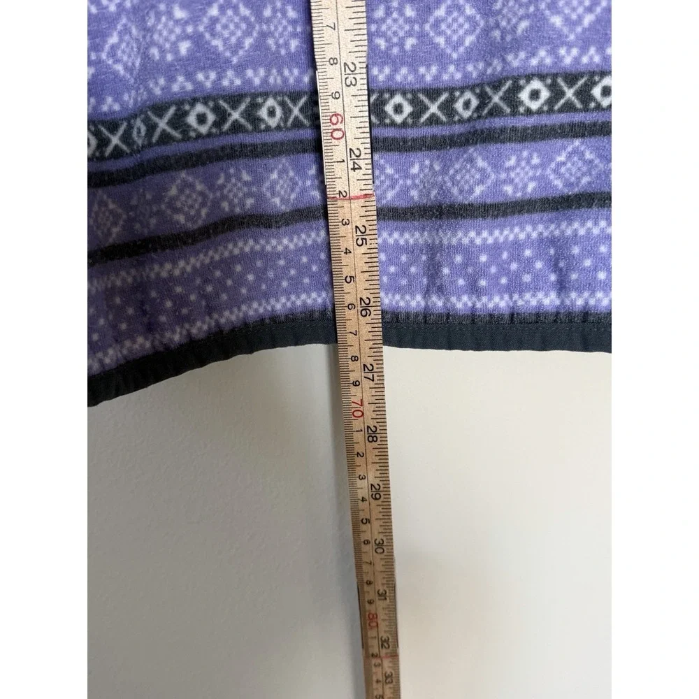 JACHS Geometric Fleece Pullover Hoodie Purple Black White Snap Pocket L